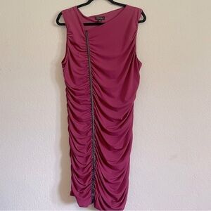Thalia Sodi magenta midi ruched dress XL sleeveless party career wear formal
